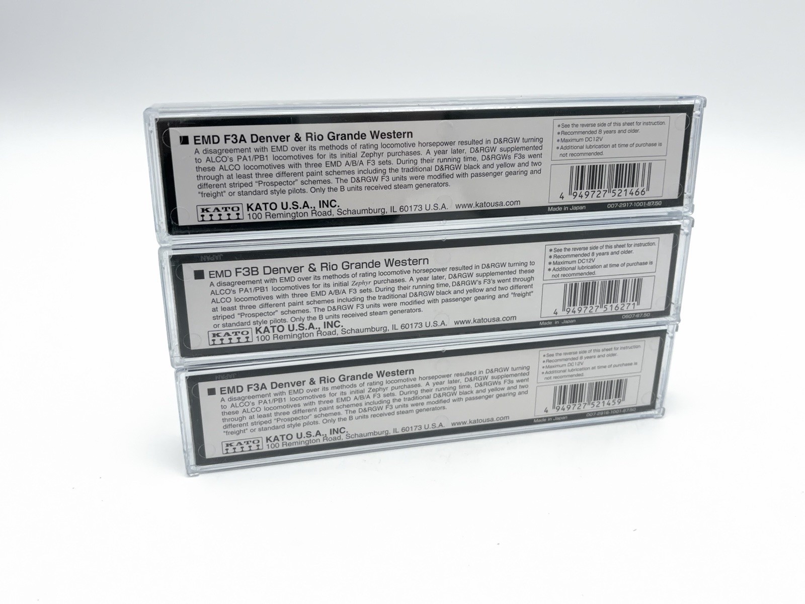 KATO – N – D&RGW – EMD F3A/B/A Loco Set #5544/5541 – Train 176-1304, 1305, 1308
