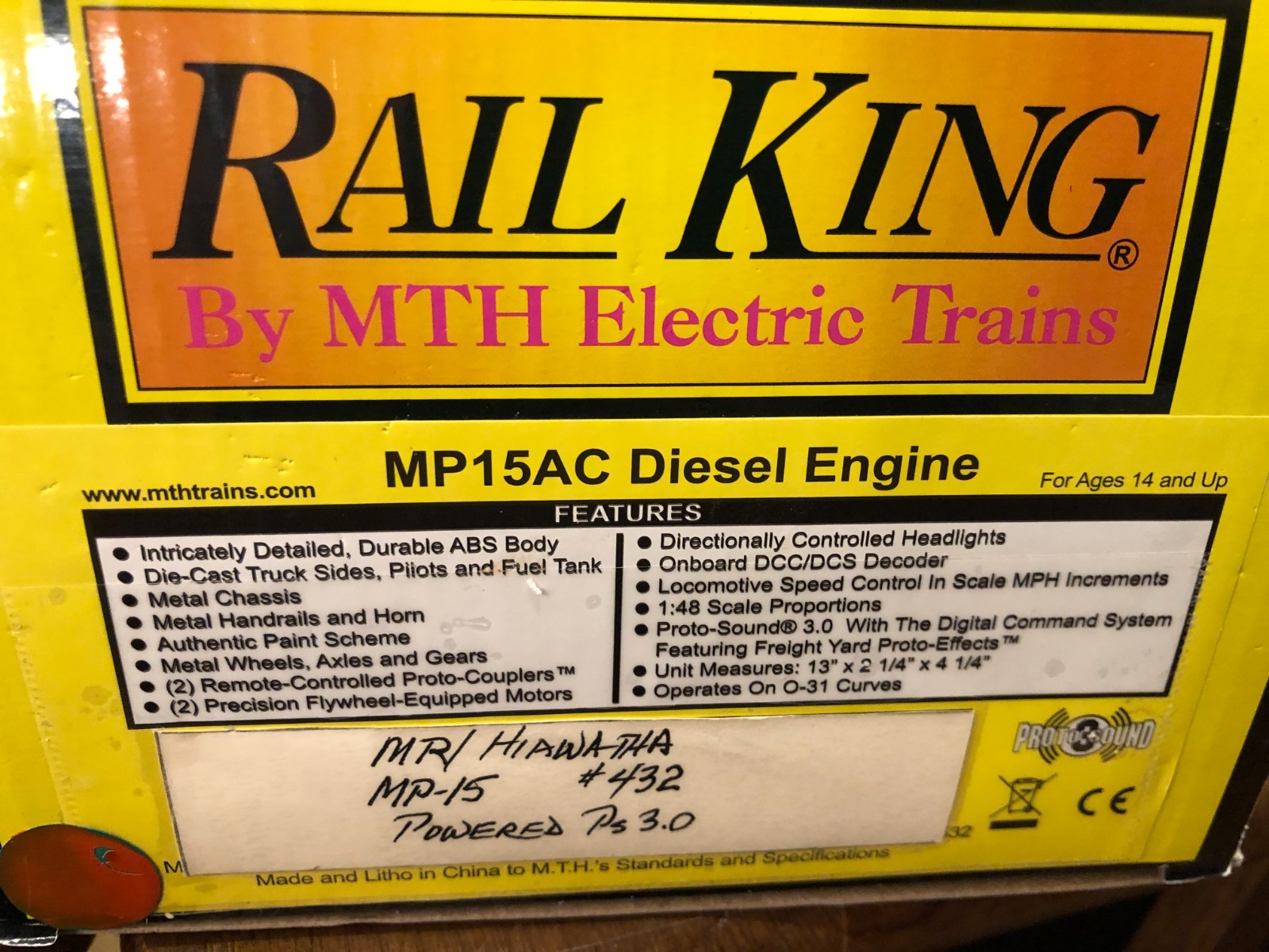 MTH Rail King MILWAUKEE ROAD MP15AC DIESEL ENGINE Proto 3 w/ box See Description