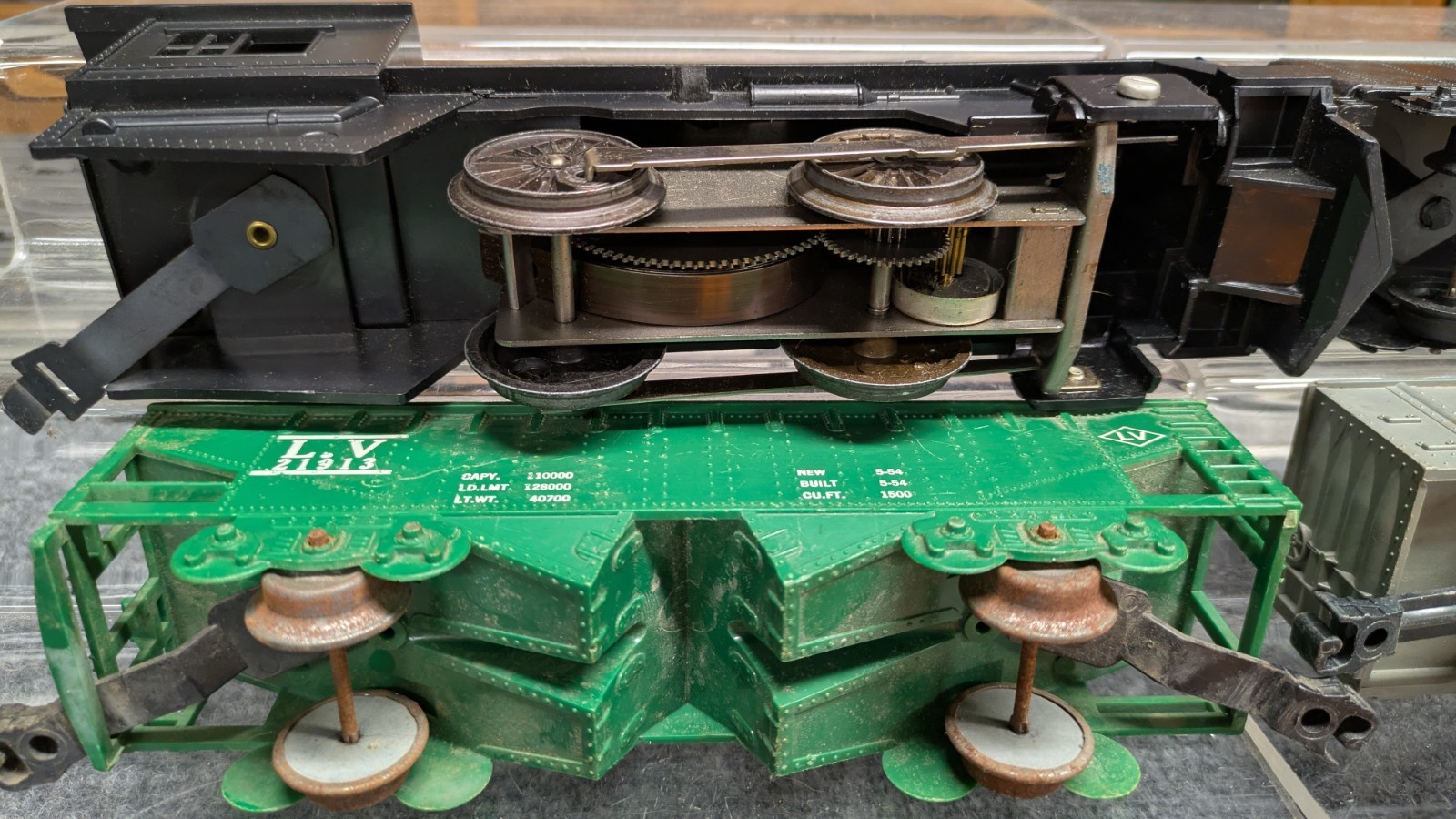 Marx Marlines Steam Engine Clockwork with Freight Cars Bessemer Caboose – Tested