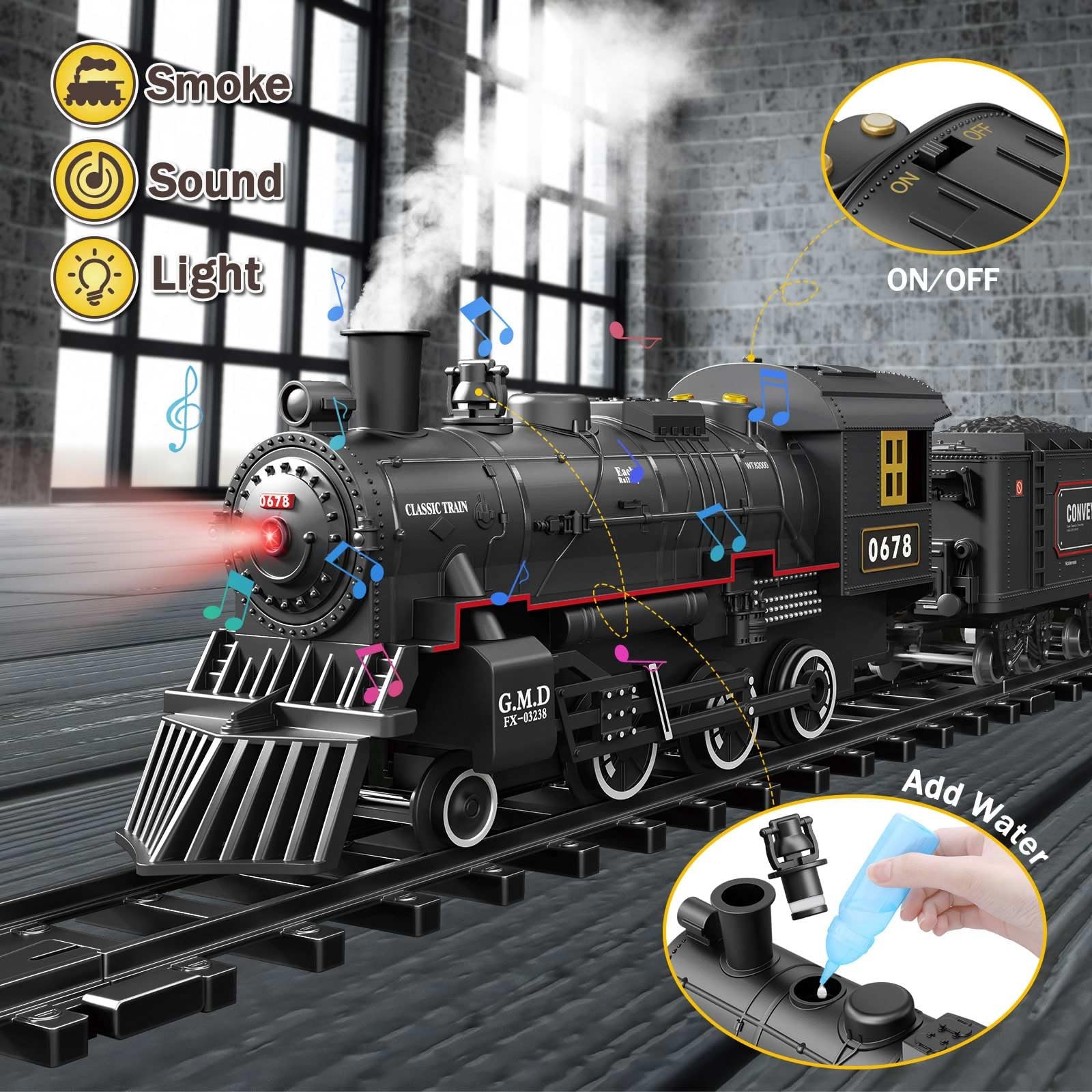 Train Set for Kids,Remote Control Locomotive Engine Under Christmas Large