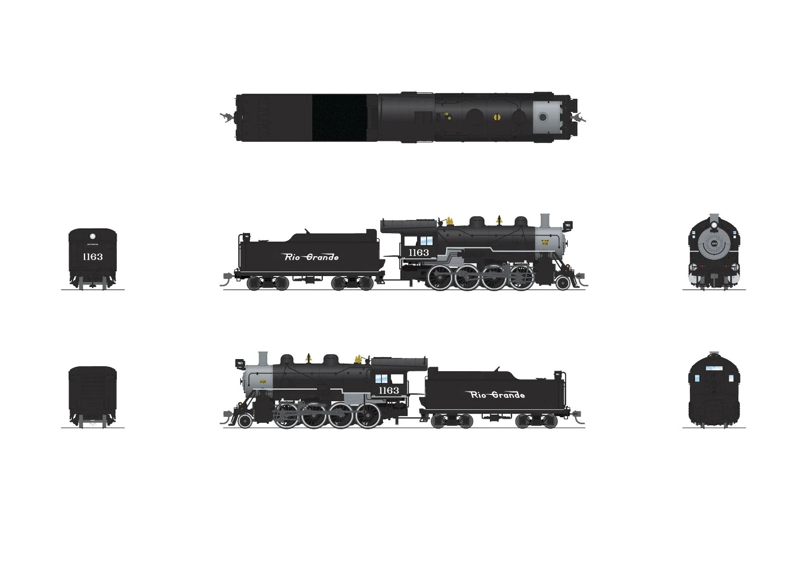 Broadway Limited HO Scale ~ 2-8-0 Consolidation ~ D&RGW 1163 ~ DC Version ~ 8751