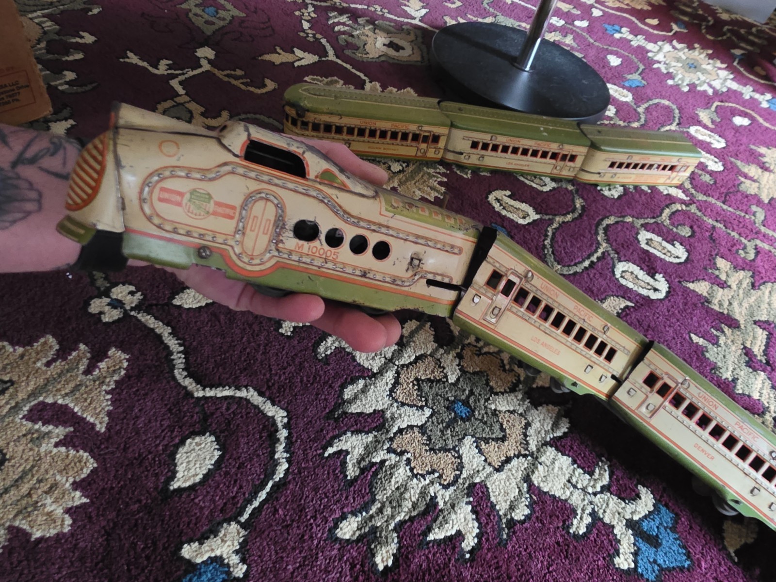 Vintage Marx Union Pacific O Streamliner M10005 w/ 6 Cars Green Yellow No Motor