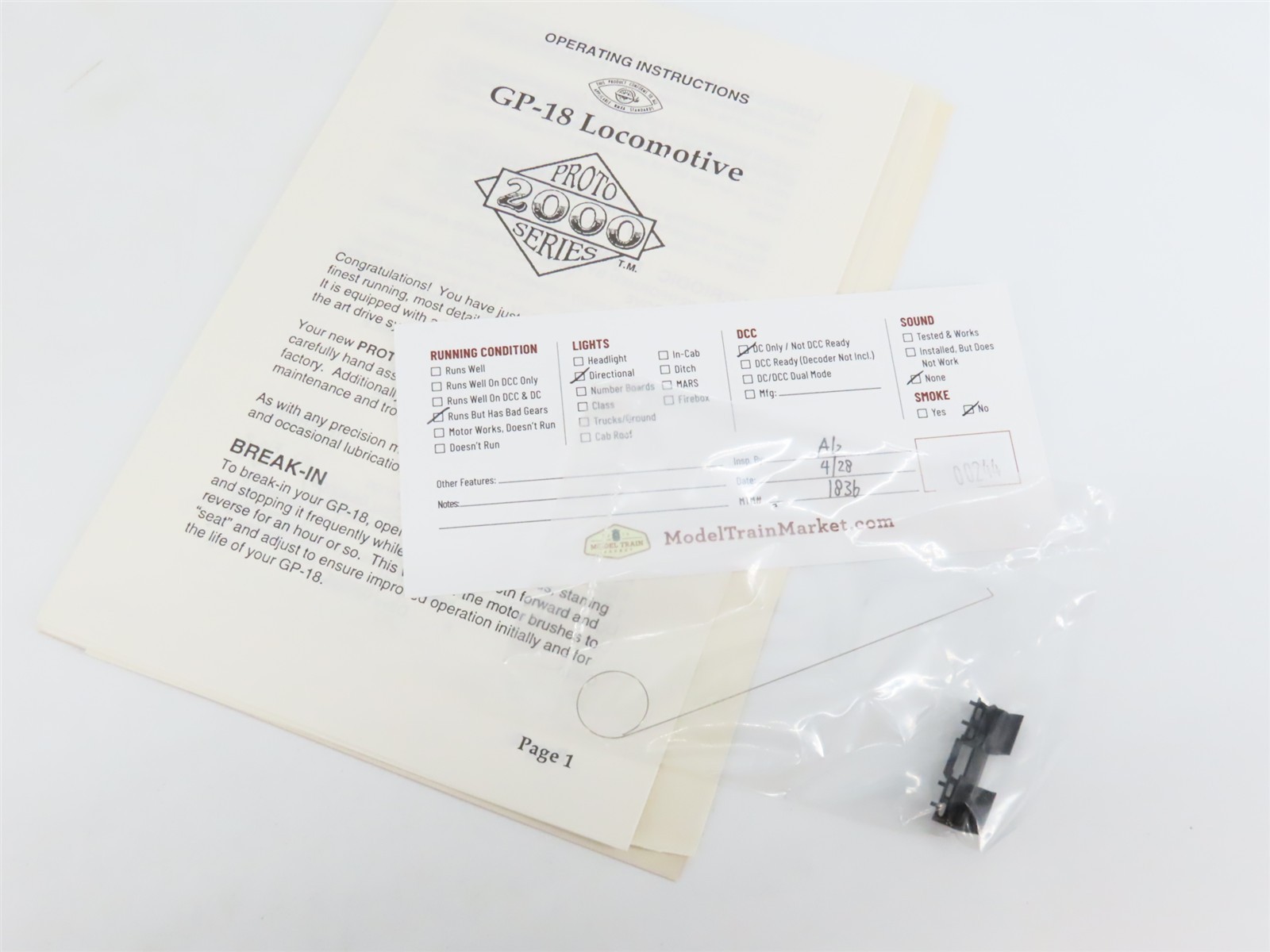 HO Scale Proto 2000 8145 BN Burlington Northern GP18 Diesel #1994 BAD GEARS