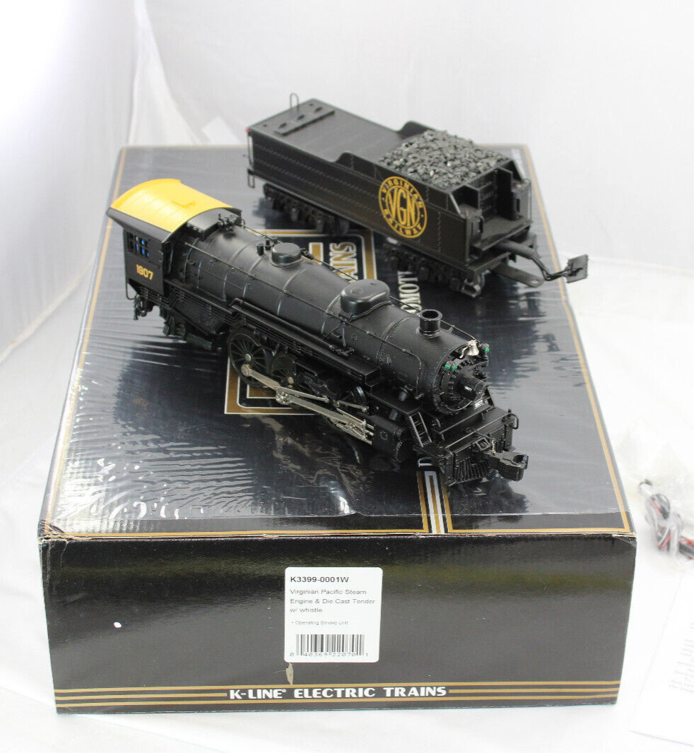 O-Gauge – K-Line – 4-6-2 -Virginian Pacific Steam Engine and Tender – K3399-001W