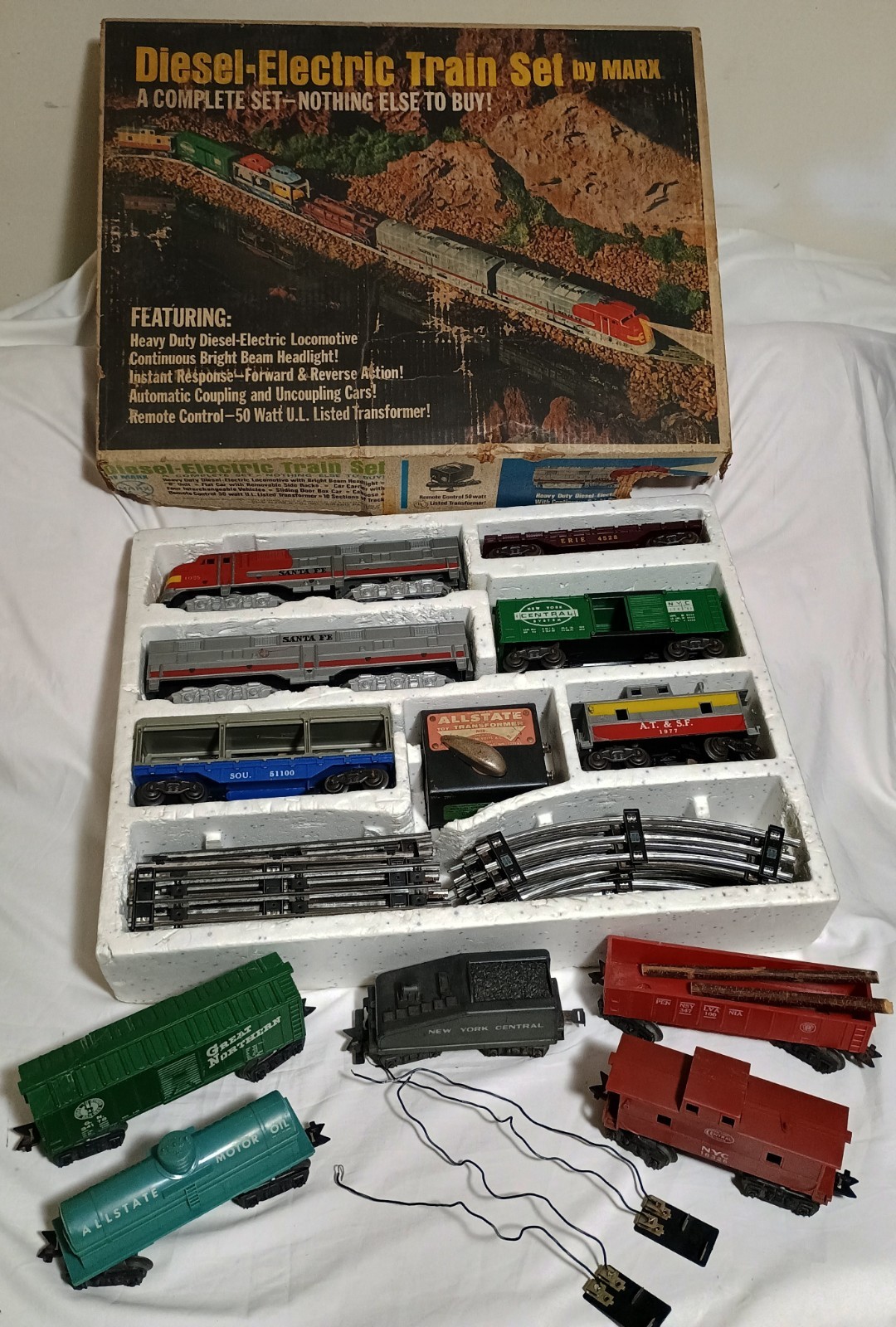 1959 Marx Diesel Electric Train Set Santa Fe🏵 41831 Remote Control 50w + Extras
