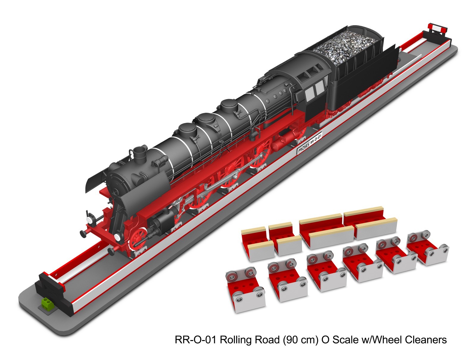 O SCALE ROLLING ROAD W/ WHEEL CLEANING FOR MODEL TRAIN