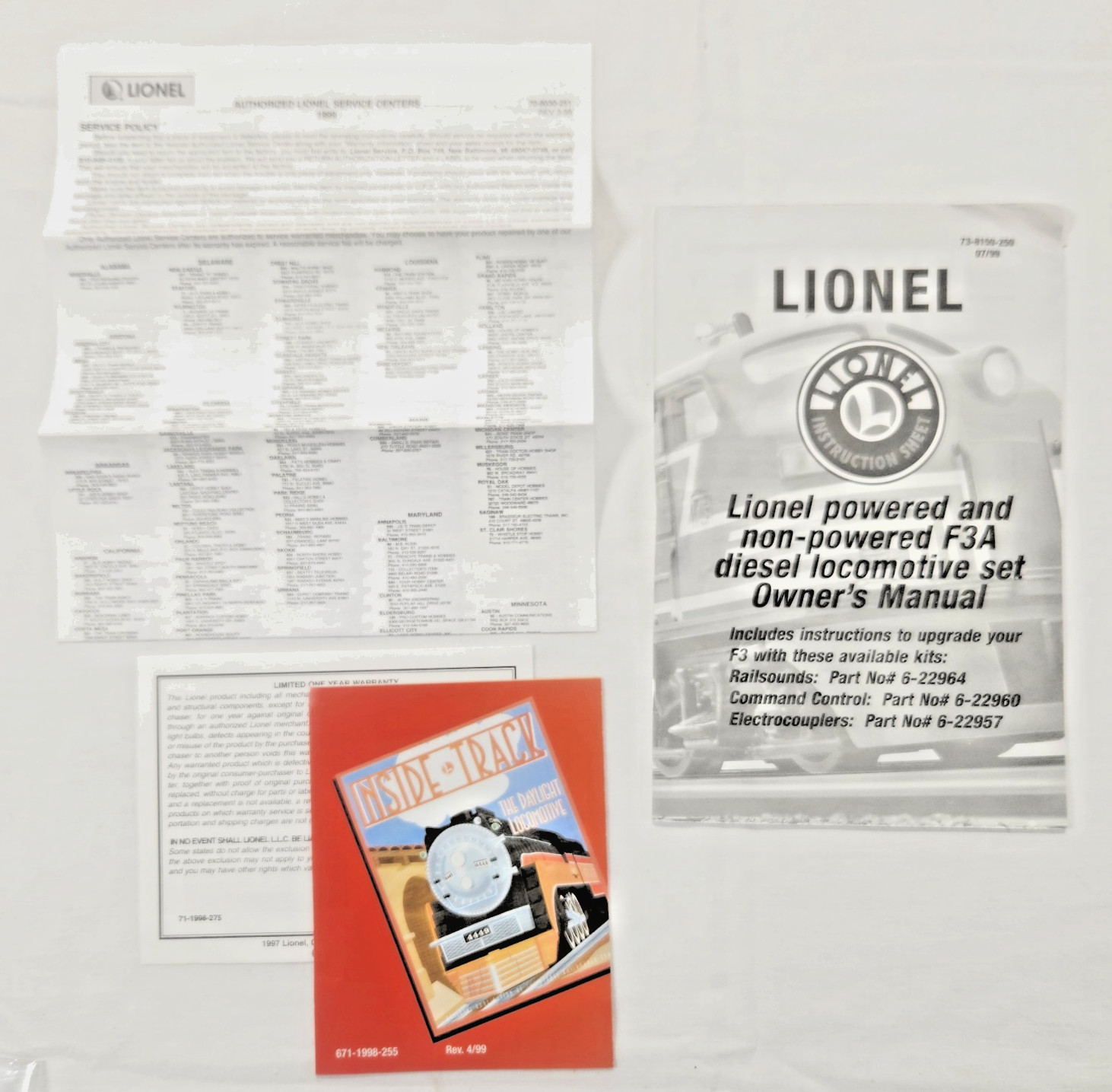 Lionel Lines 6-38150 Clear Cab F3 AA O Gauge Diesel Manual, & More , VGC