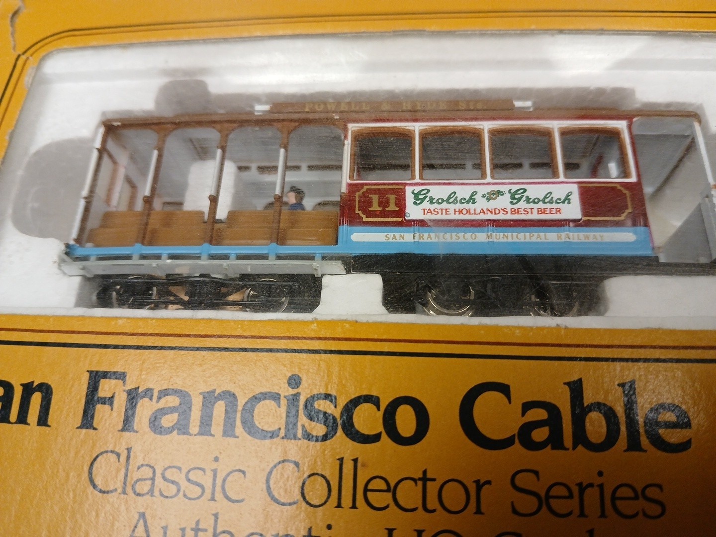 1985 Bachmann HO Scale San Francisco Powell & Hyde Cable Car Grolsch Beer NEW!