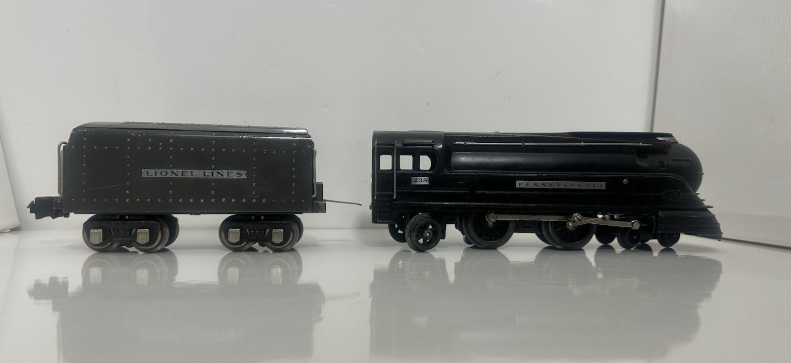 Lionel Prewar O Tinplate Black PRR 238 Torpedo Steam Locomotive 265W Tender SS