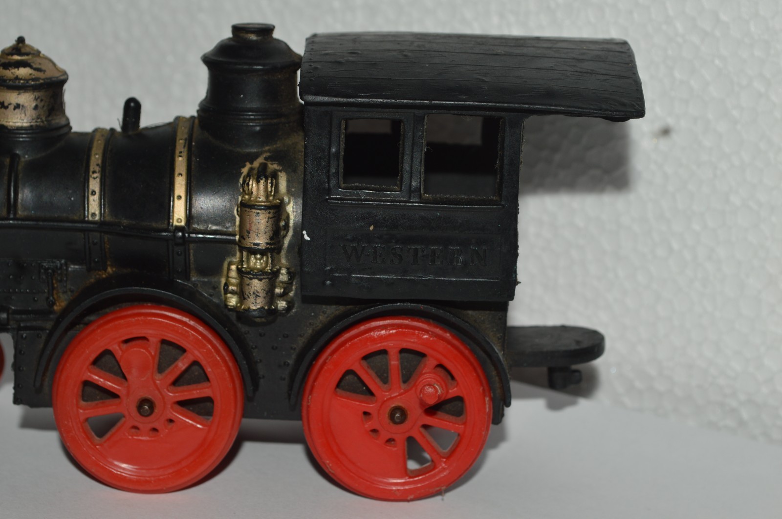 AUBURN Steam Locomotive Rubber Black Gold Red Wheels USA Made 7 Inch 1930’s