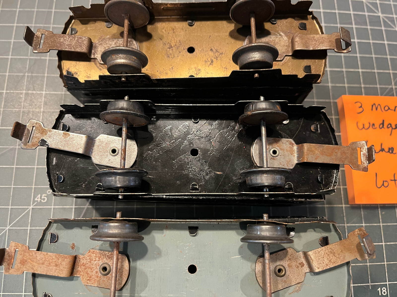 Marx Train THREE (3) MARLINES METAL 951 NYC WEDGE TENDER Tin Litho LOT B