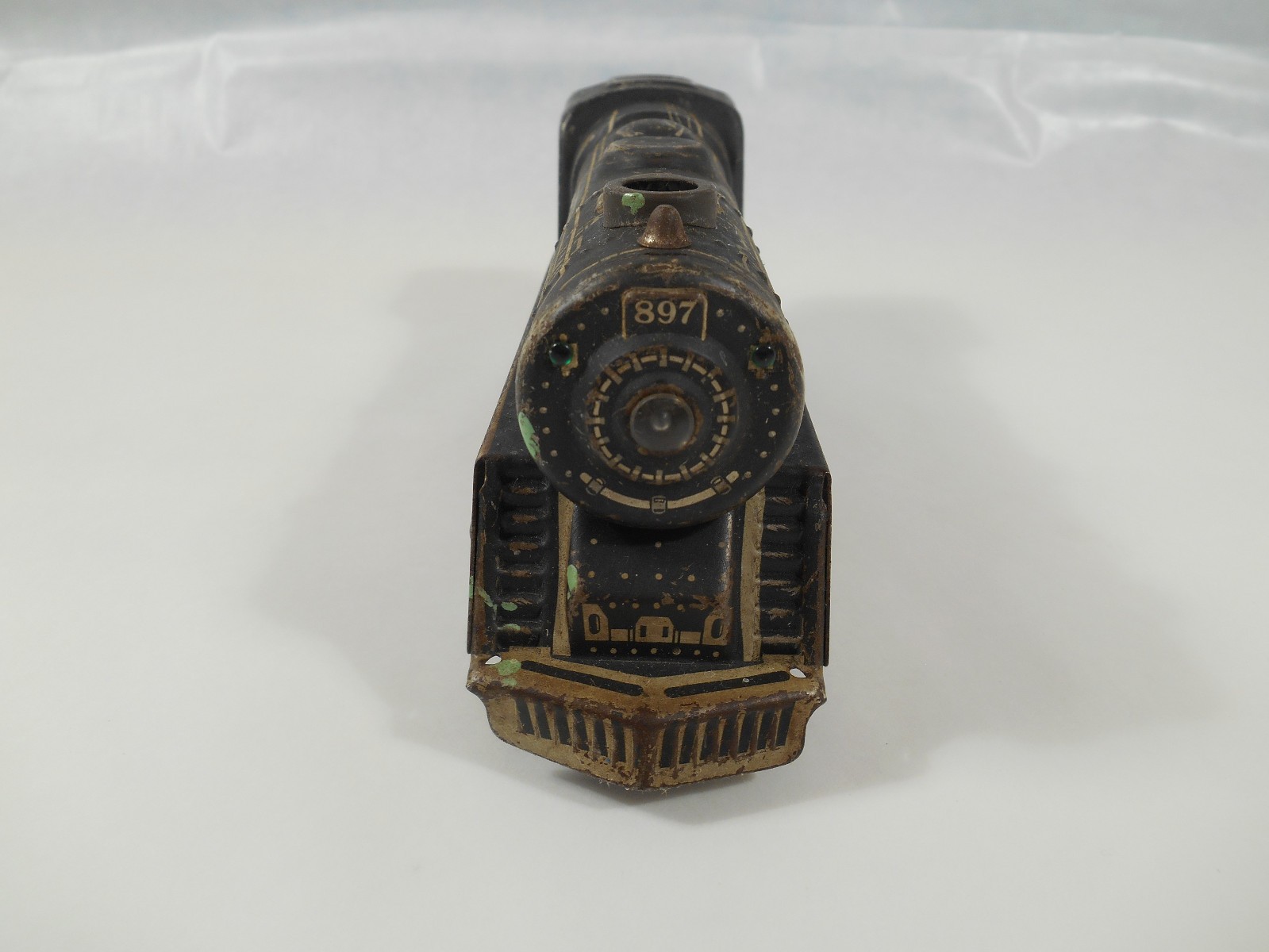 Vintage Louis Marx Tin Litho Steam Locomotve 897 + Tender & 3 Litho Cars