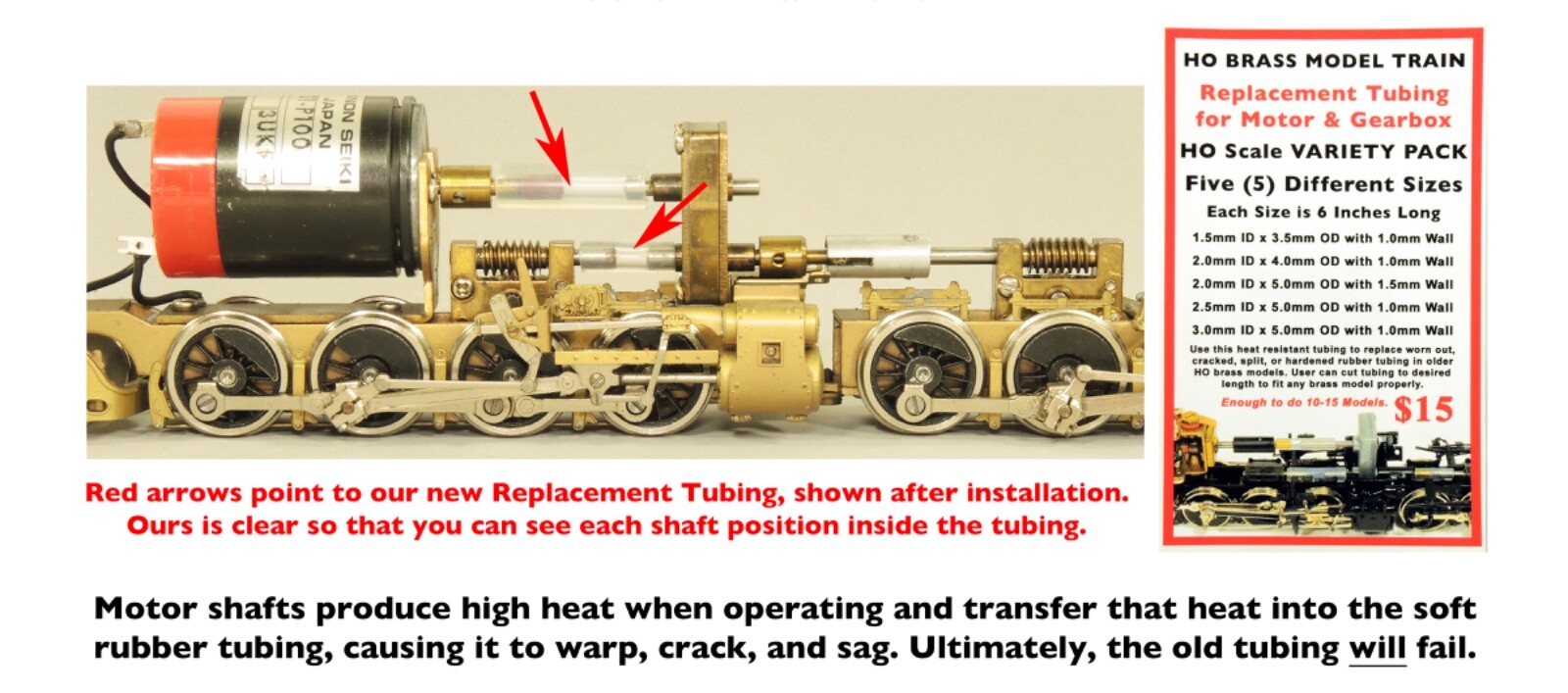HO Scale Brass Locomotive Replacement Tubing for Motor and Gearbox Shafts NEW!