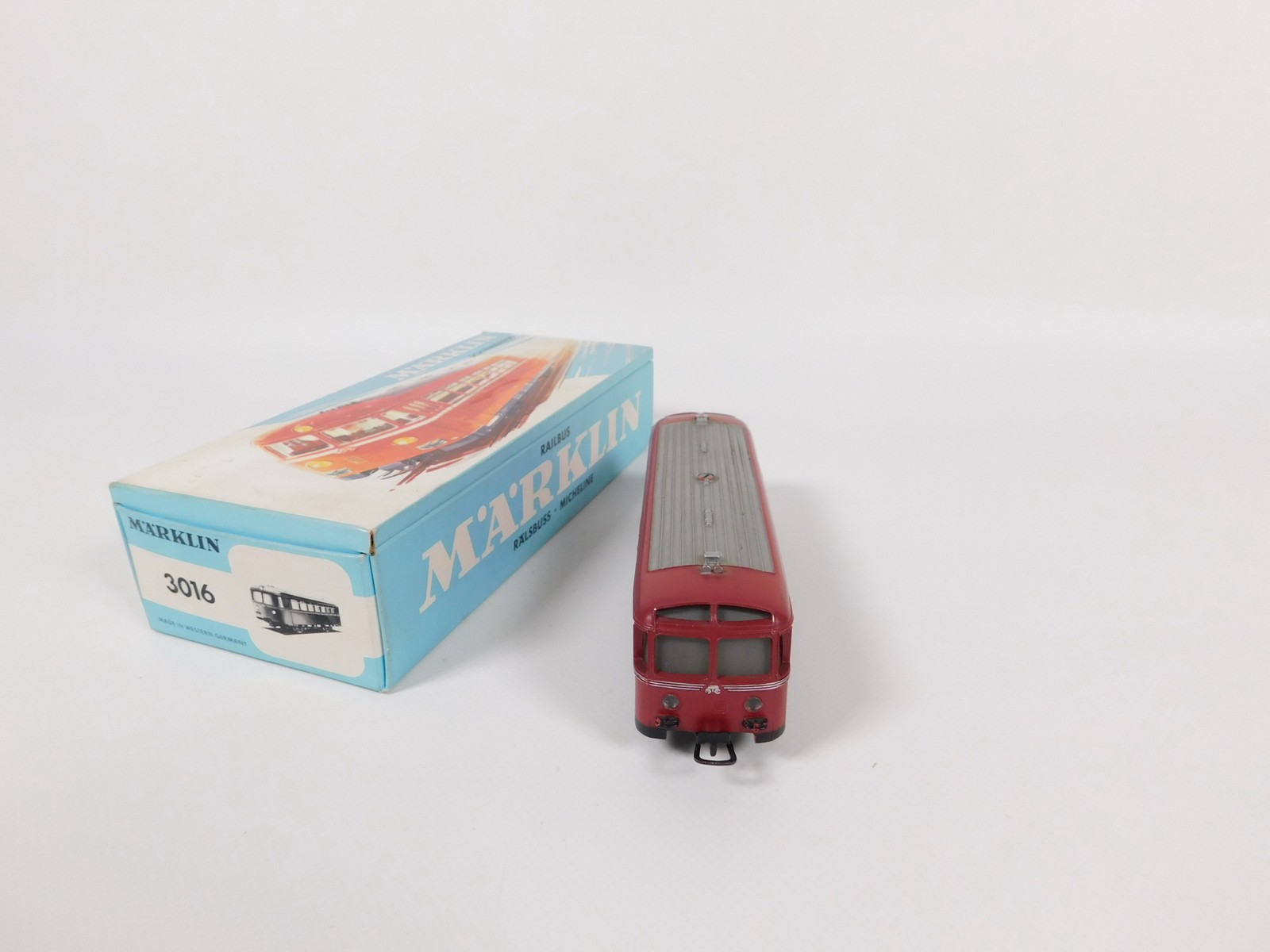 Märklin H0 AC 3016 Railroad Bus DB 800 95 9190 Dark Red Box: 1963 #EK51-1