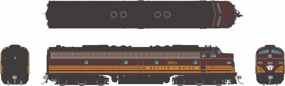 Rapido HO E8A Locomotive Boston & Maine Standard DC 28076 Cab 3821