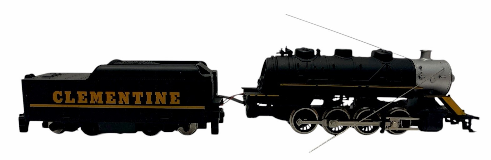 Vintage Clementine Steam Locomotive W/Tender – black & Gold Model Train Untested