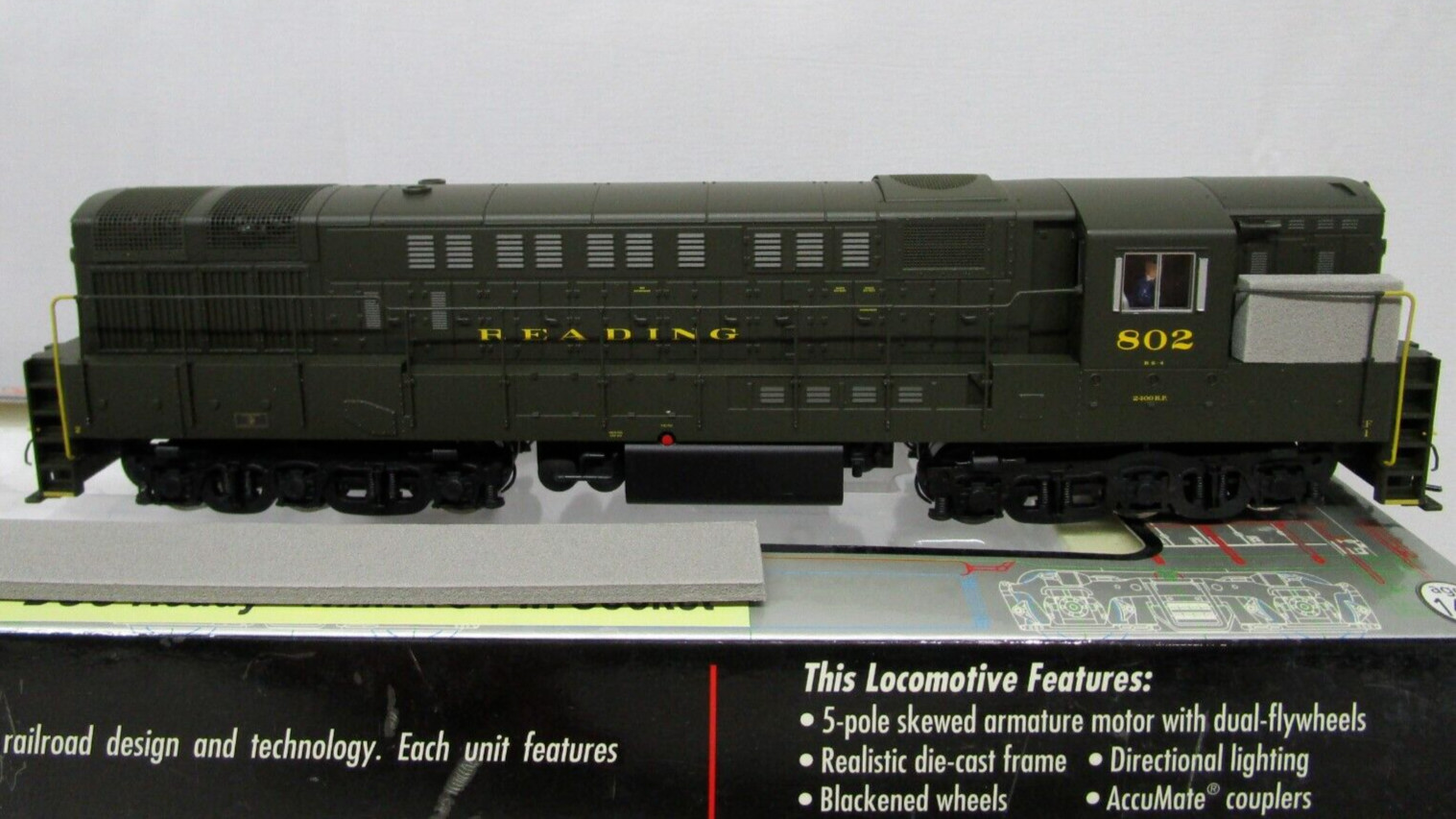 Atlas HO Scale Reading Train Master Ph 1b Diesel Locomotive #806 NOS DCC Ready