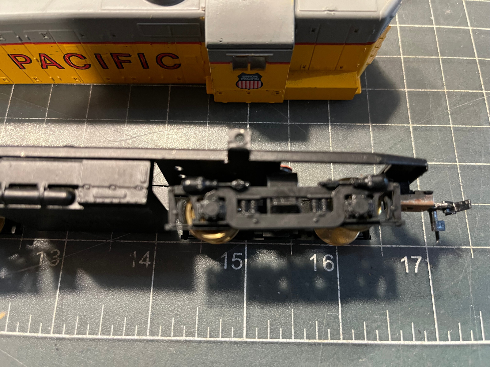 HO Train 2 UP DIESEL SHELLS & 1 STAMPED METAL MICRO CAST JAPAN FRAME PART LOT B