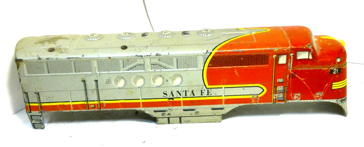 VINTAGE MARX O GAUGE TIN SANTA FE #21 DIESEL “A” UNIT SHELL