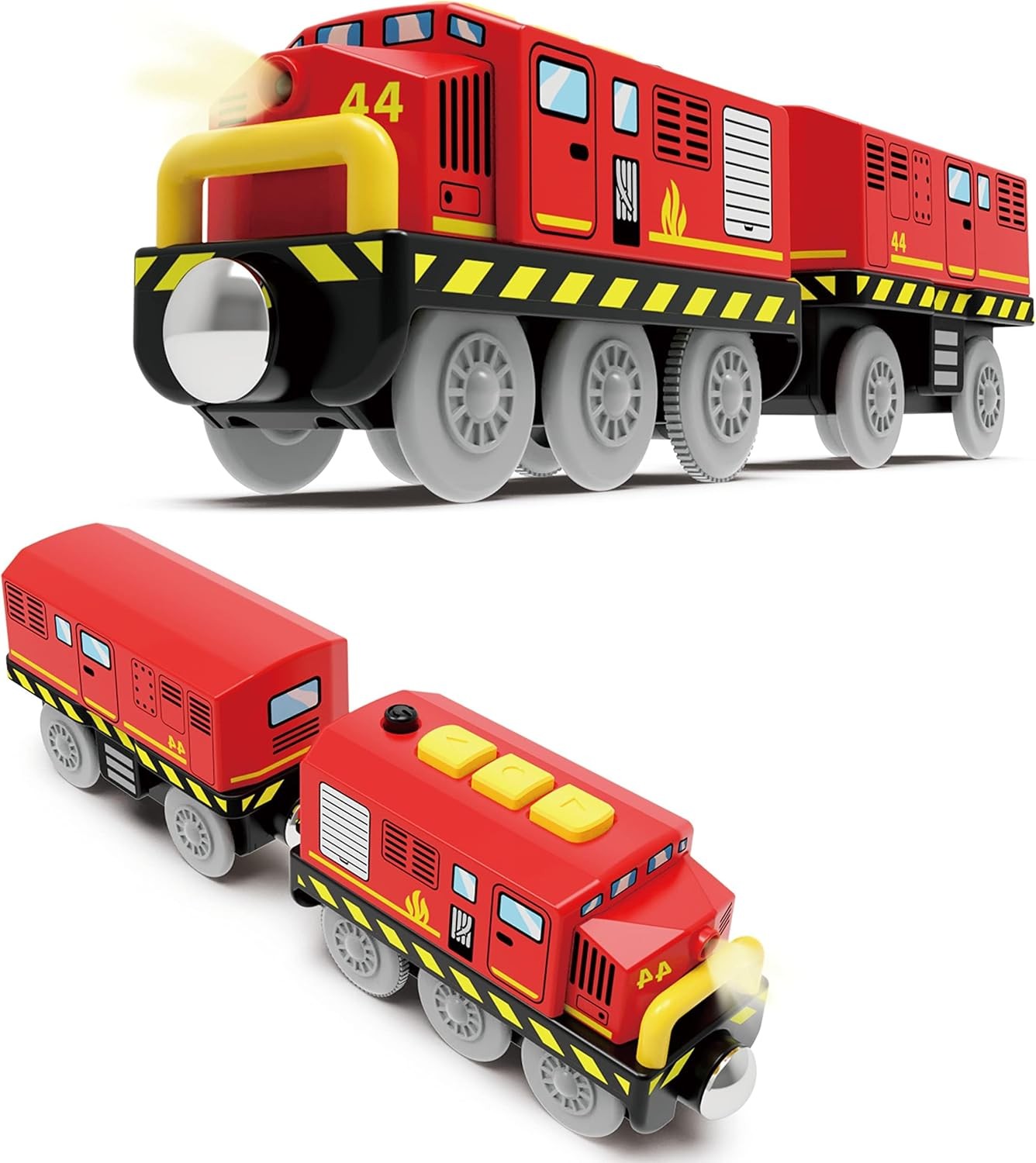 Train Toys Battery Operated Locomotive Trains for Wooden Track, Motorized Red