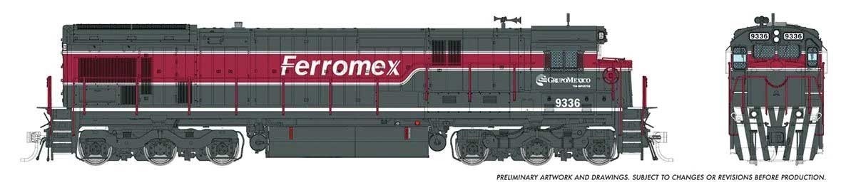 Rapido 42113 HO GE C36-7 – Standard DC Ferromex #9336 (gray, red, white)