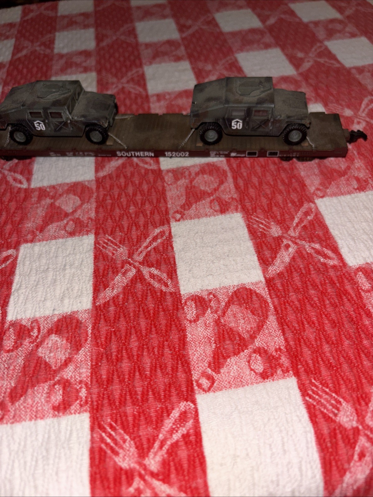 Humvees On A HO Railcar