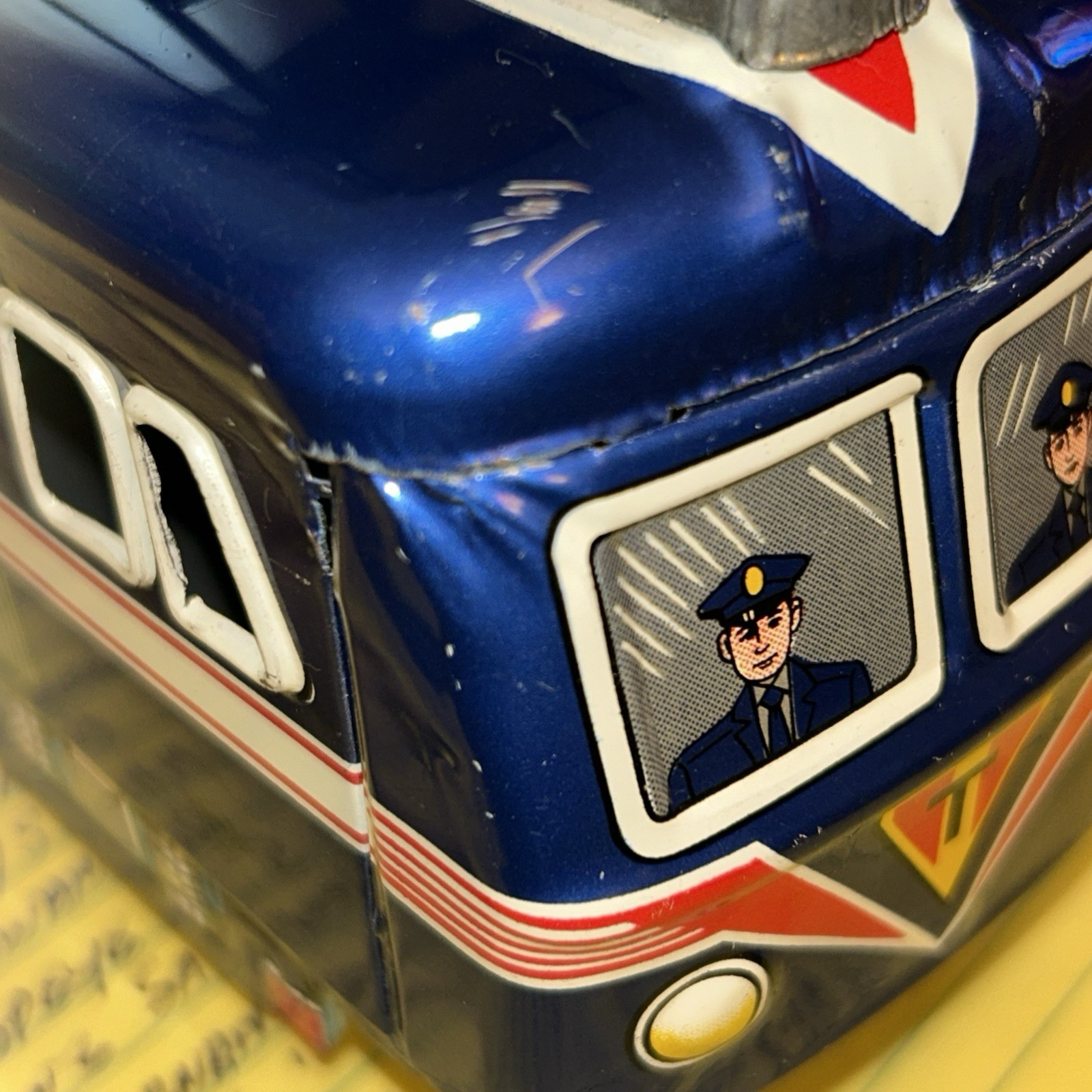 1950’s Blue TIN LOCOMOTIVE EXPRESS E.F 5870 14 In. Street Car READ Description