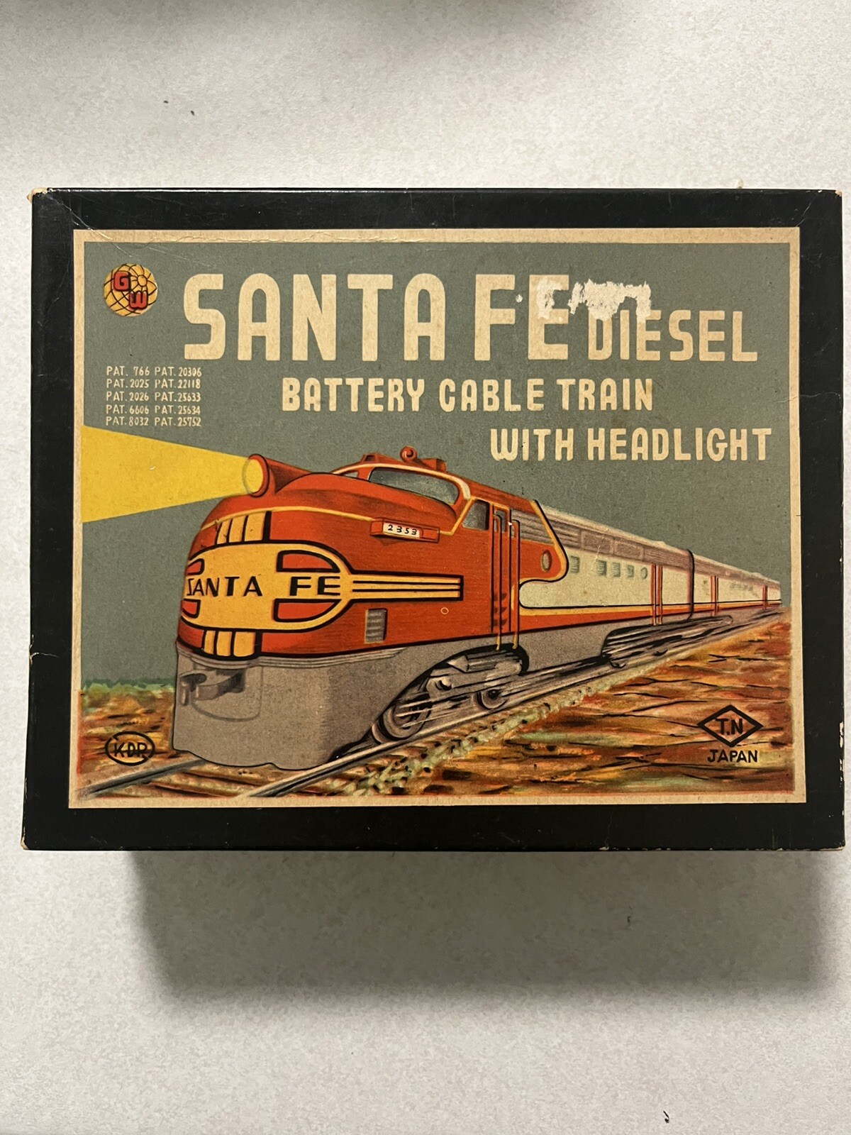 Vintage KDR Japan Tin Litho Santa Fe Diesel Train Battery Operated w/ Box