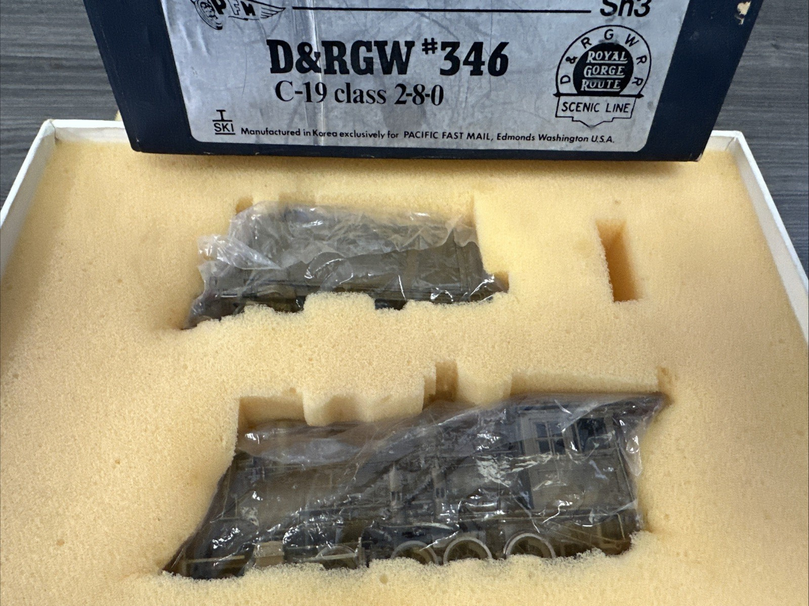 Pacific Fast Mail Sn3 Brass Class C-19 2-8-0 D&RGW #346 Unpainted Runs Well LNIB