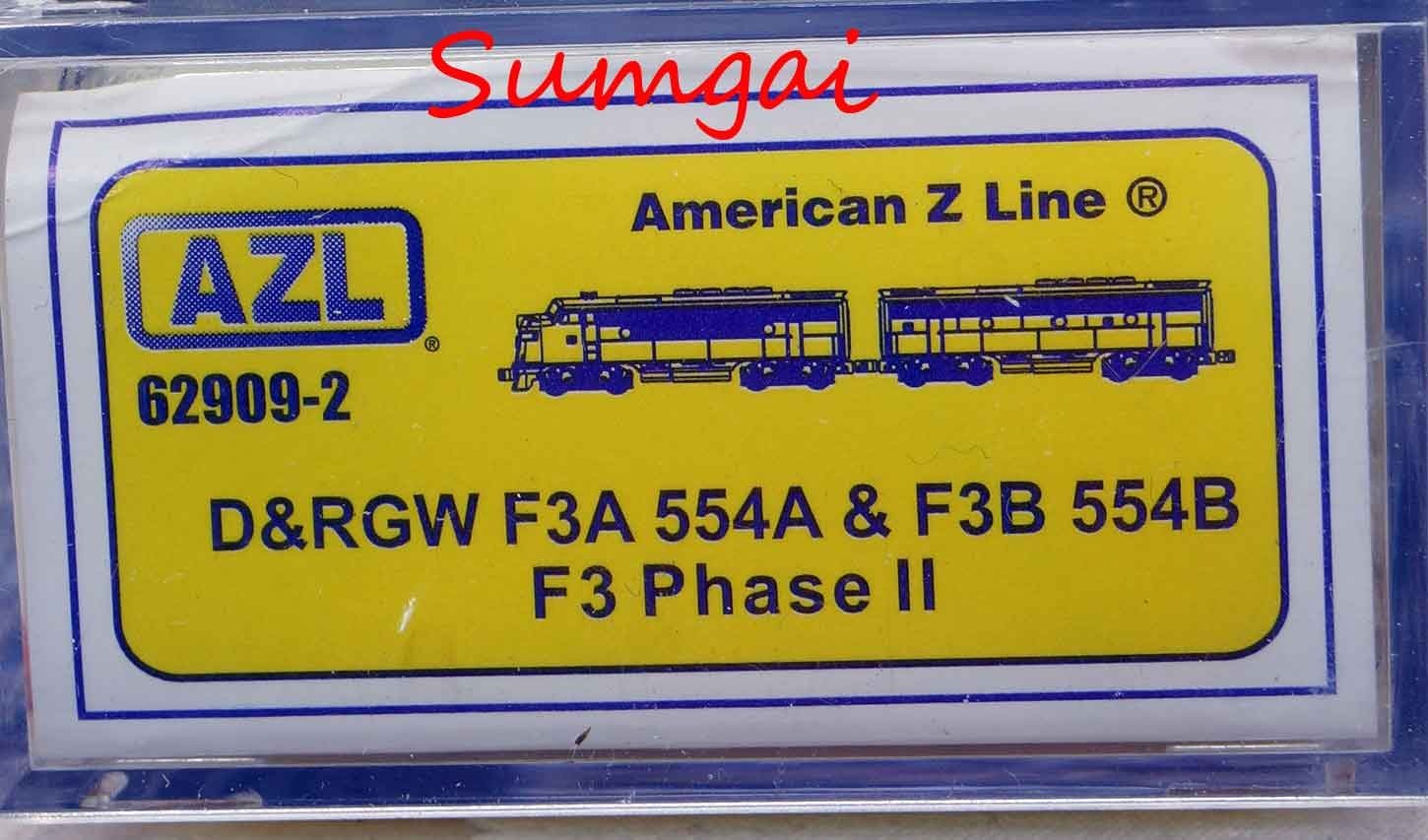 AZL 62909-2 D&RGW F3A 554A & F3B 554B F3 Phase II Locomotives Z Scale Z Gauge