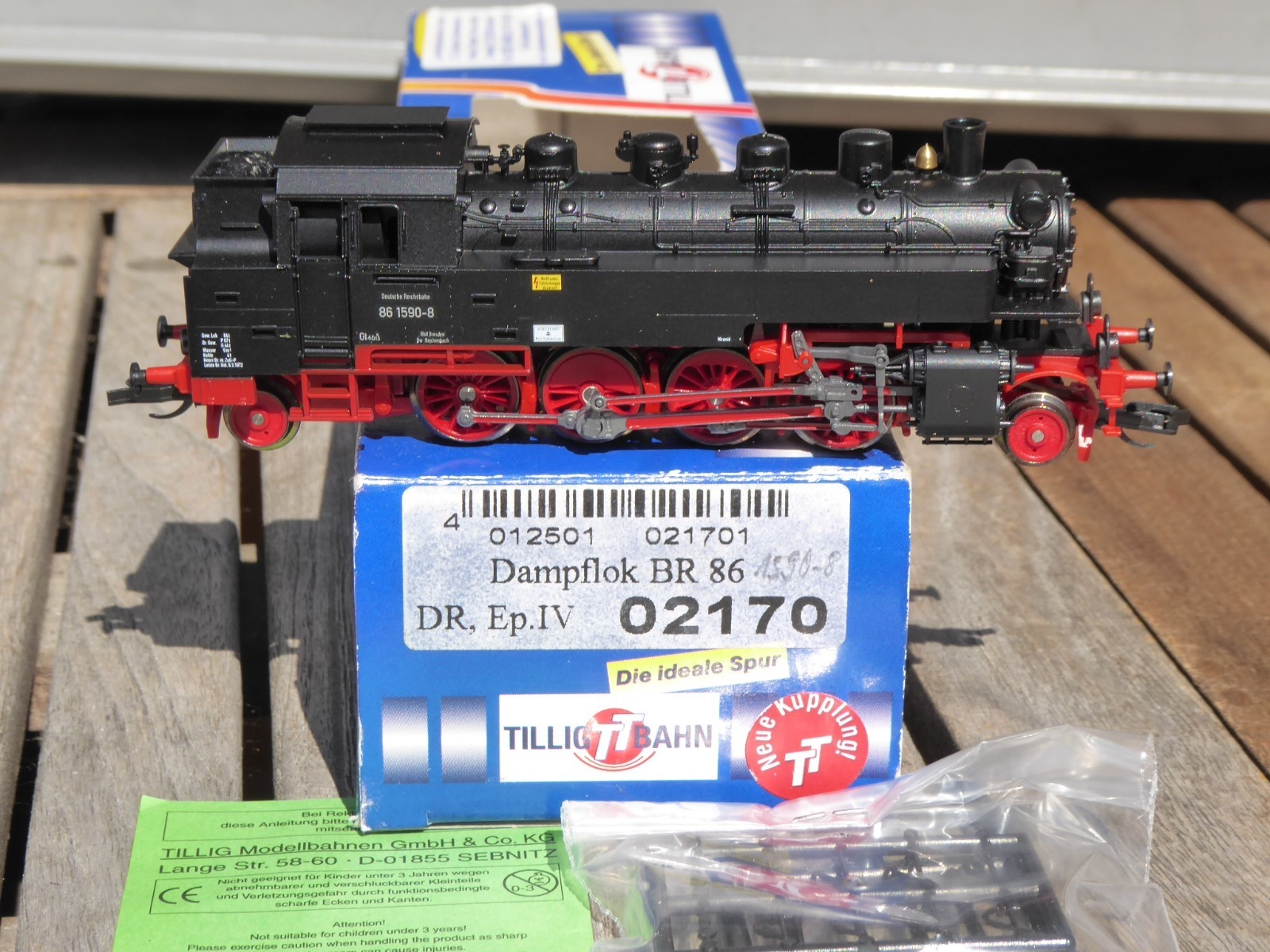 Tillig 02170 TT Steam Locomotive BR 86 1590-8 DR Epoche 4 DSS+LED BW Reichenbach