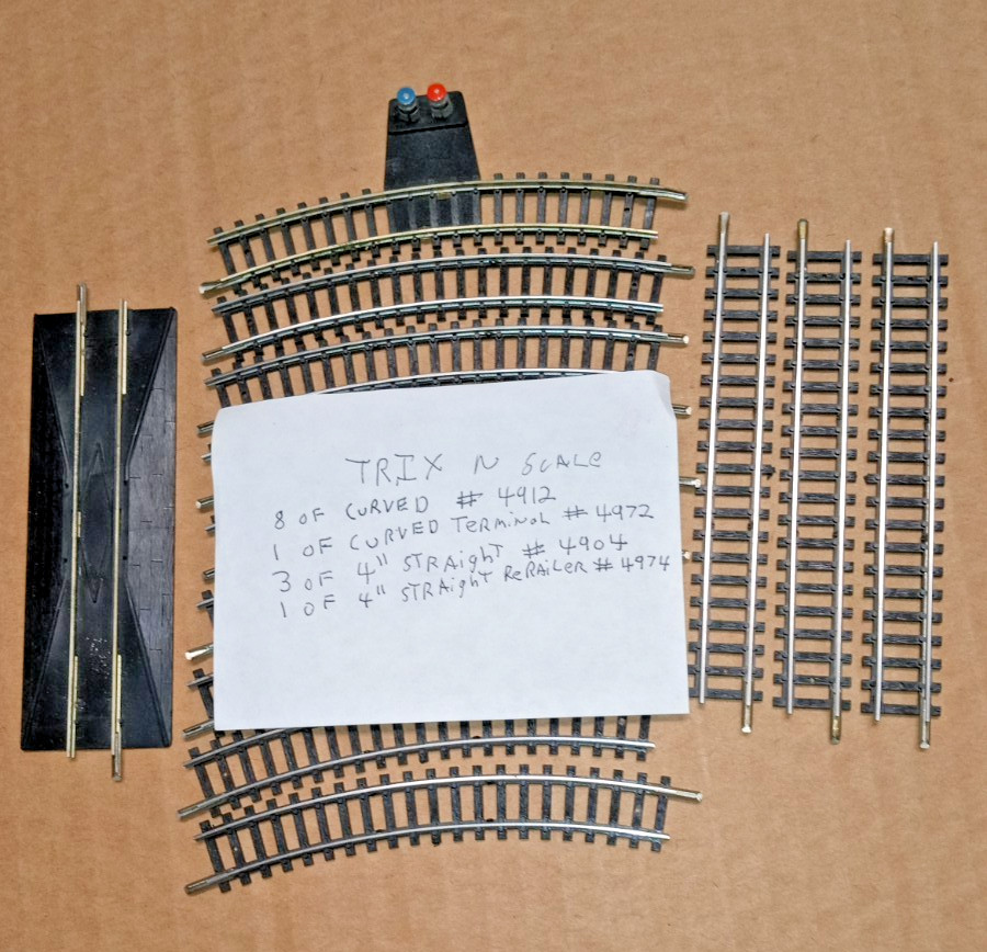 TRIX N SCALE USED GOOD TRACK CURVED, STRAIGHT, RERAILER, TERMINAL. READ ALL