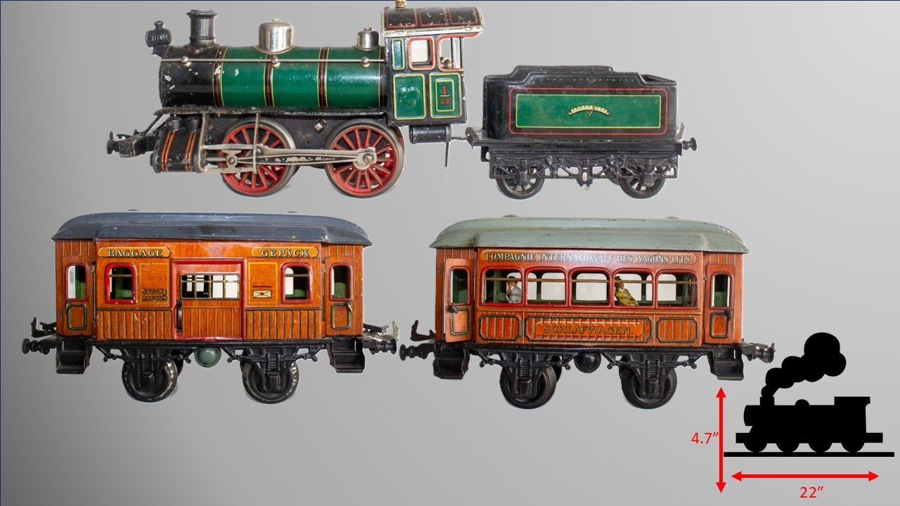 Vintage German 1908-1915 Bing 0-4-0 Clockwork Continental Train Set