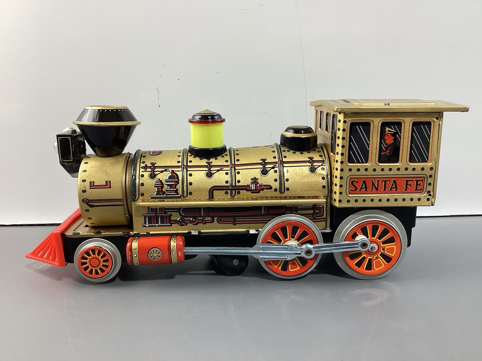 Vintage 1960s Modern Toys Santa Fe Locomotive Tin Train, Not Working, Japan
