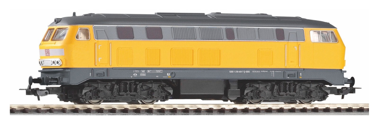 PIKO 57902-2 218 449-7 DB Bahnbau Yellow Construction Livery, Gray Frame