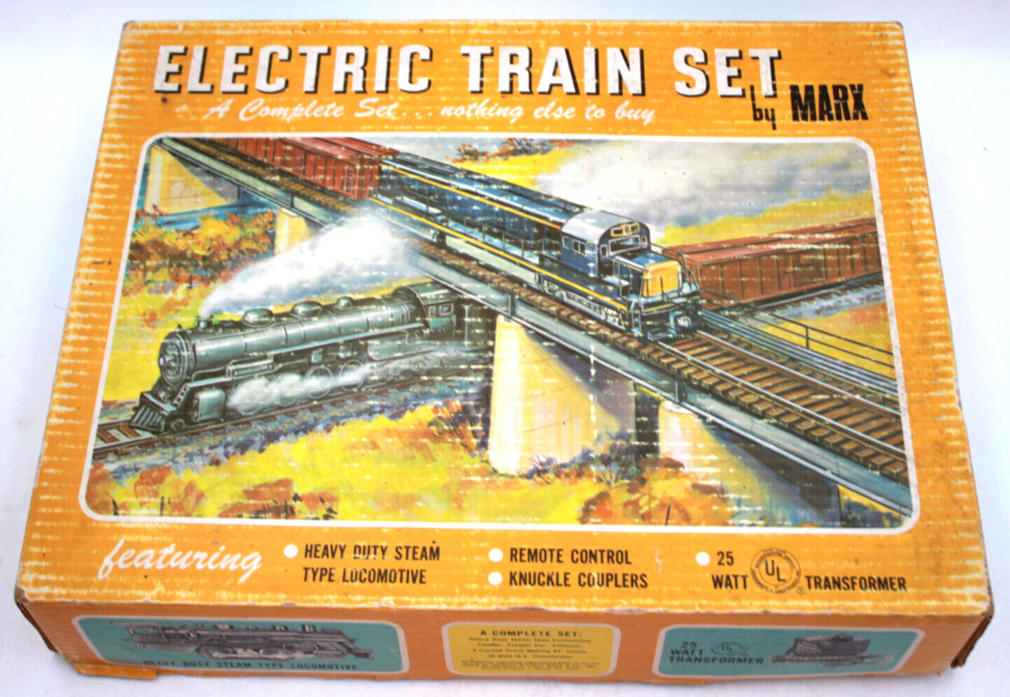 1960s Vintage MARX USA Made Toy New York NY Central TRAIN SET #4205 Boxed 25WATT