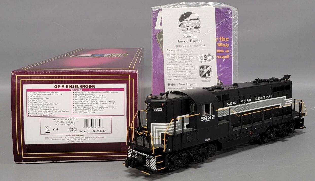 MTH PREMIER NEW YORK CENTRAL GP-9 DIESEL ENGINE PROTOSOUND 3! 20-20548-1 O SCALE
