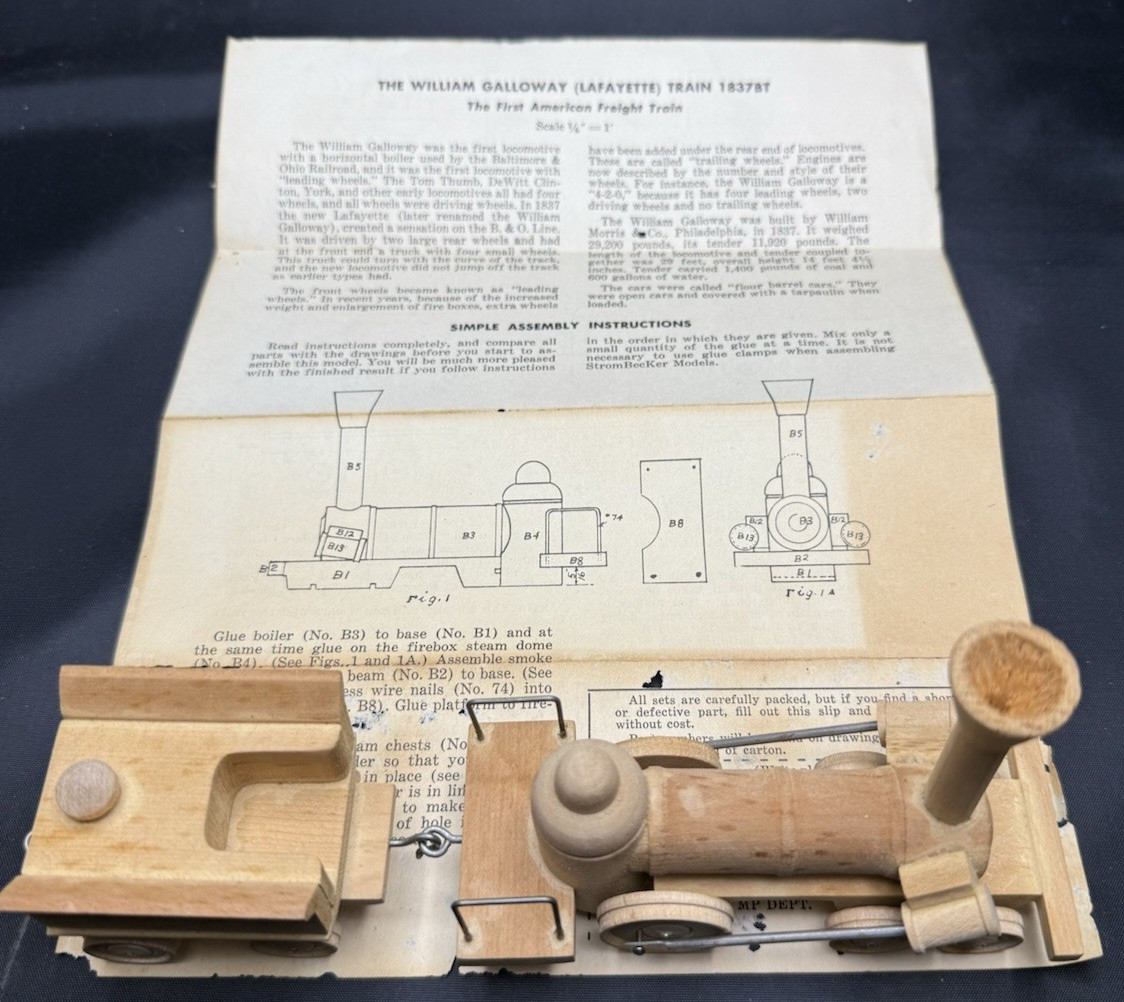WILLIAM GALLOWAY 1837 BT ASSEMBLED REALISTIC WOODEN MODEL TRAIN FOR DISPLAY