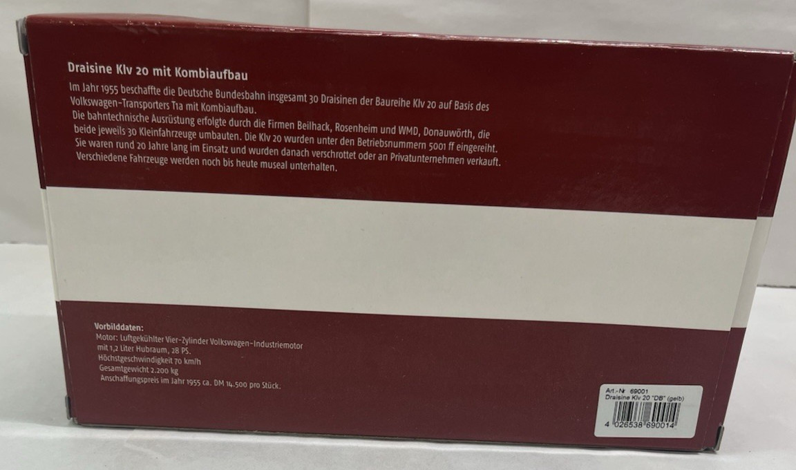Brekina Draisine Klv 20 mit Kombiaufbau Uhlenbrock digital NEW TRAIN MIB VW VAN