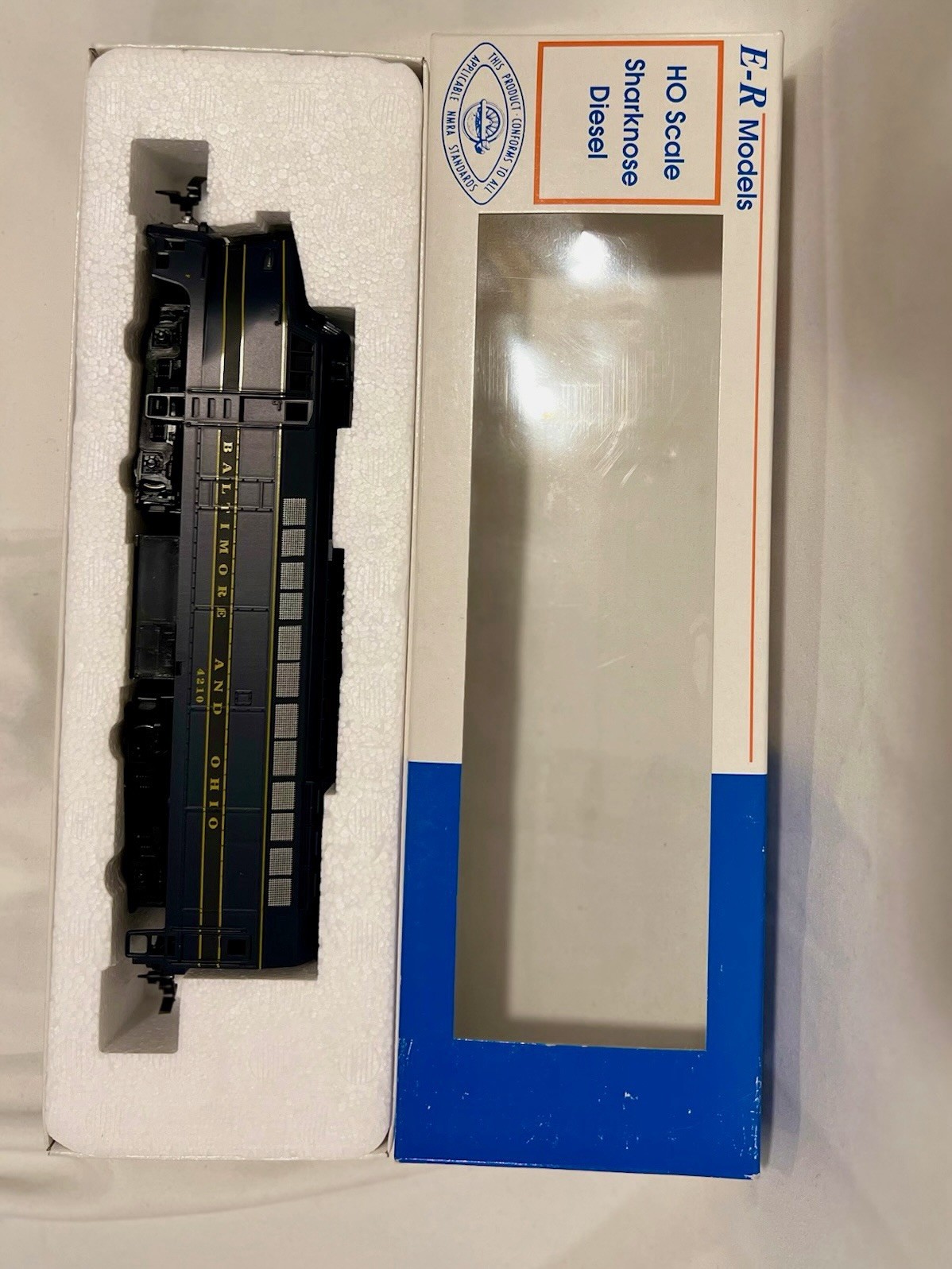 E-R Models HO Scale Baldwin RF-16 “Sharknose” Diesel #4210 B&O — Runs Great —Box