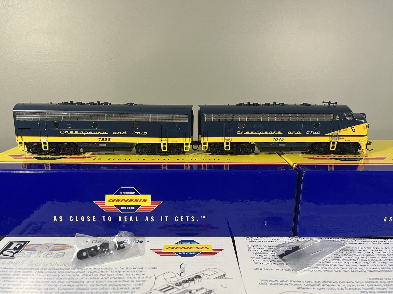 HO Scale Athearn Genesis G1509 C&O Chesapeake & Ohio F7A 7045 F7B 7522 DC