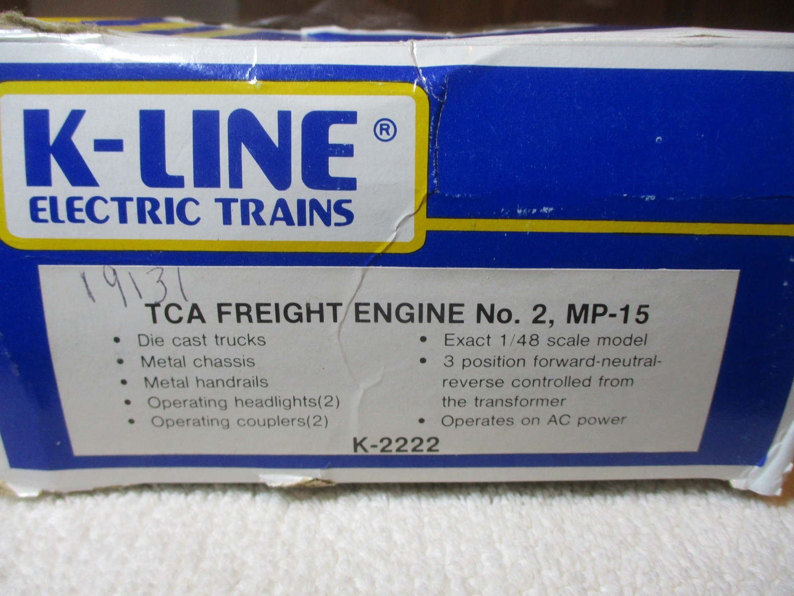 K-Line K2222 TCA MP-15 Diesel Switcher Engine #2 O scale LNIB Mint Box is Fair