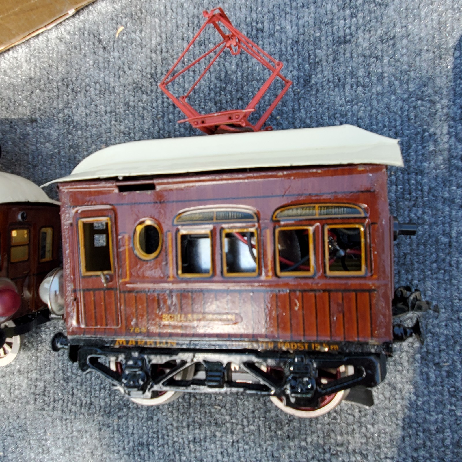 Early Marklin Electric 1 Gauge Trolley Engine and Trailor, #889 On Both, Rare