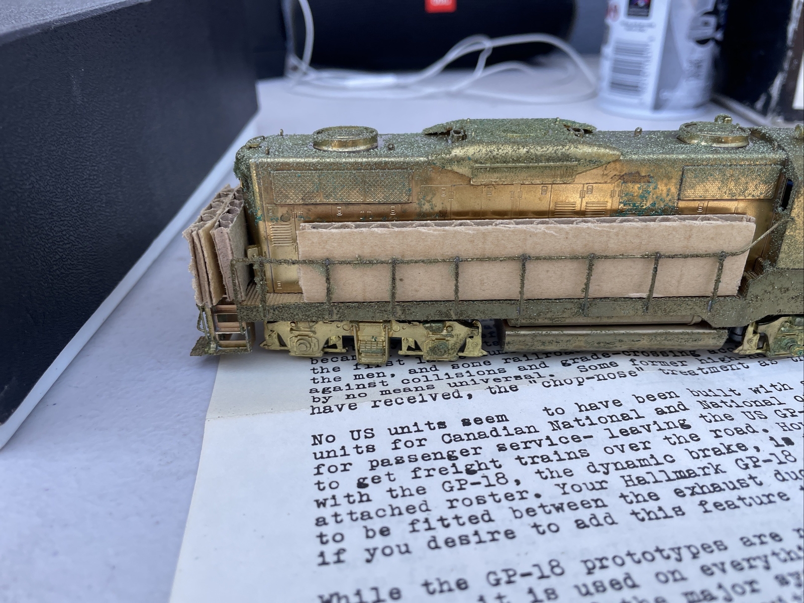 Hallmark Models BRASS EMD GP-18 Low Hood Diesel Locomotive, W/foam Stains