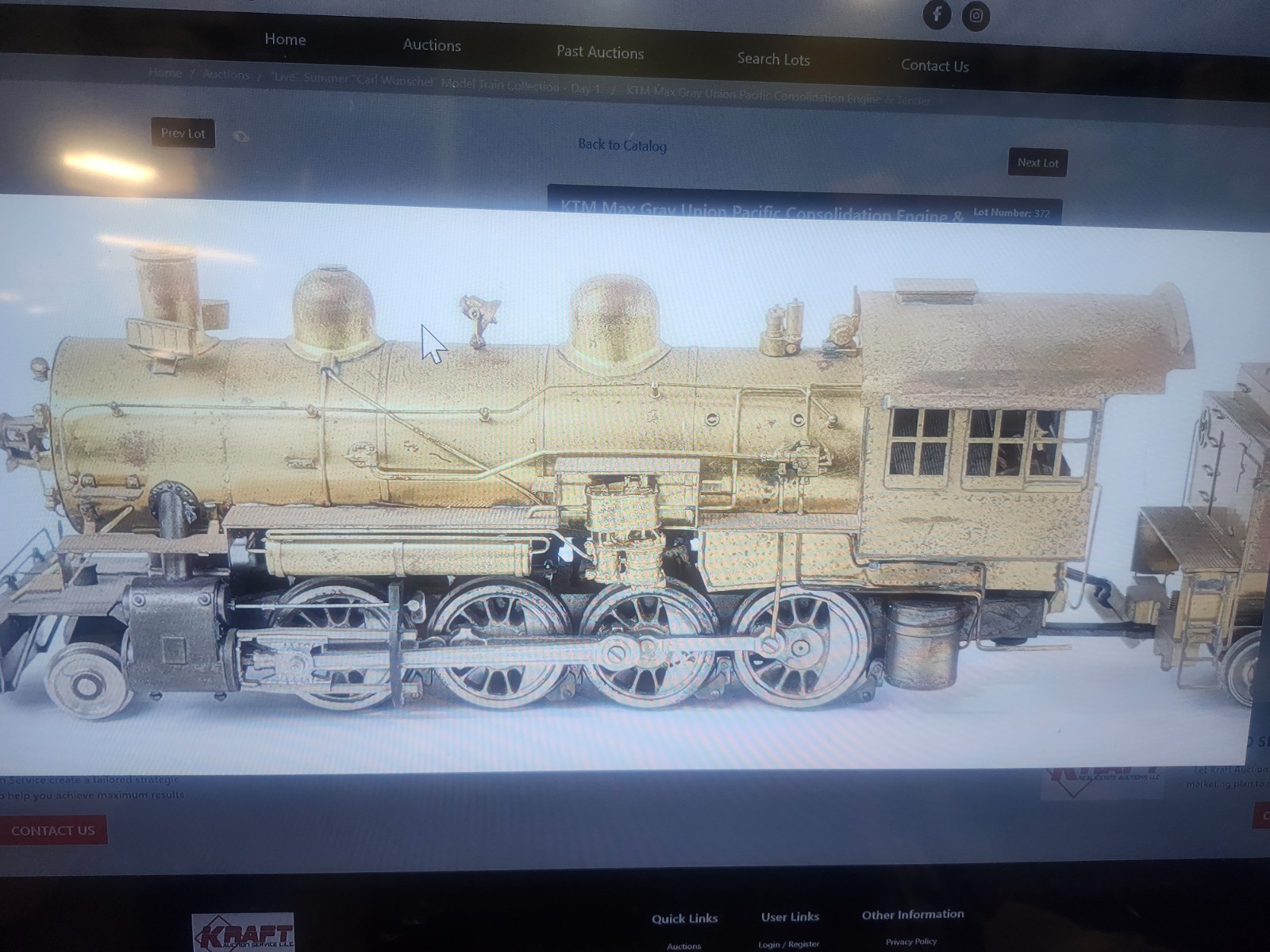 KTM Max Gray Brass Union Pacific 4-6-0 Consolidation Steam Locomotive & Tender O