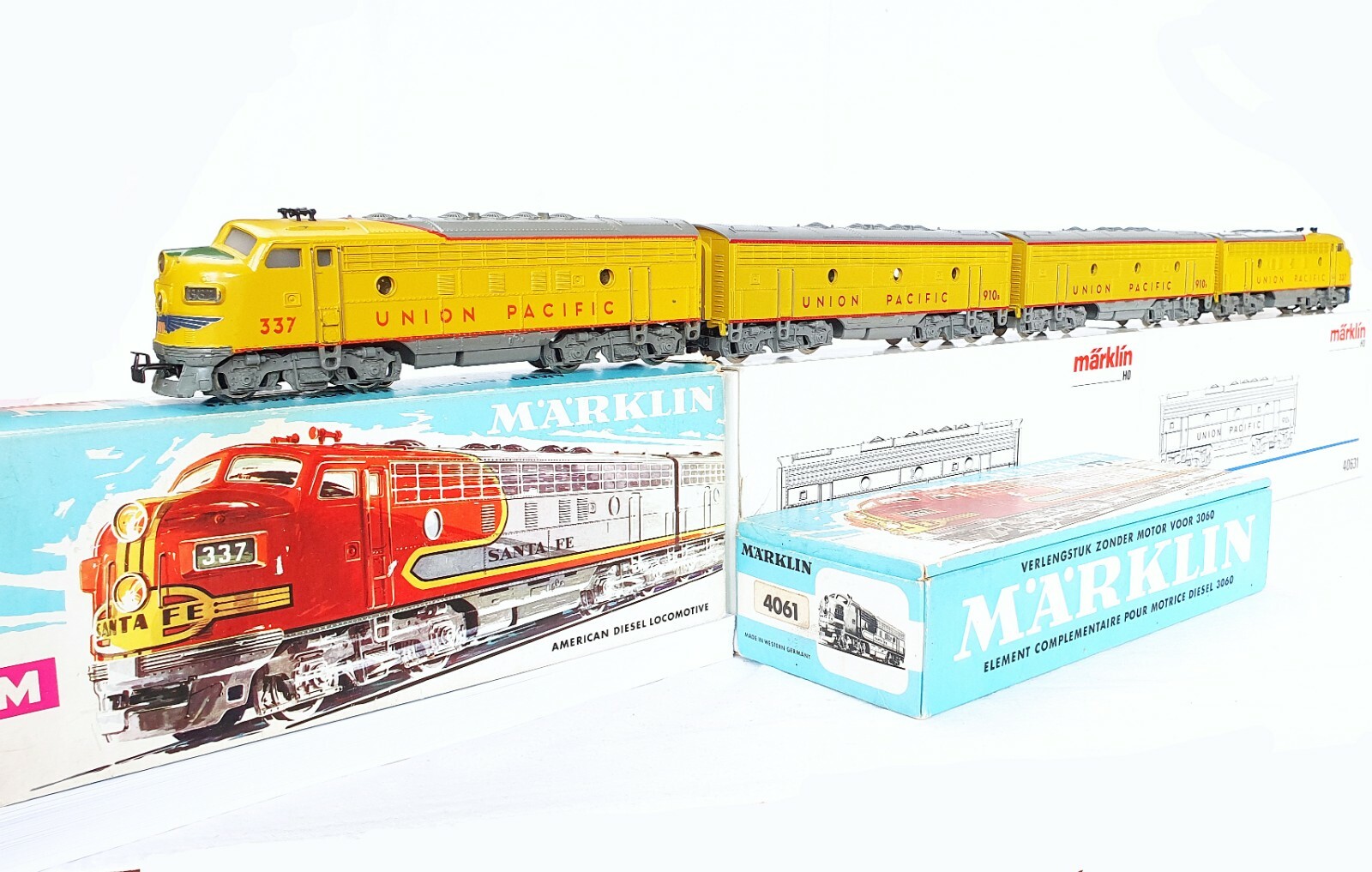 Marklin AC HO USA UNION PACIFIC EMD F7 DIESEL 4-UNIT LOCOMOTIVE 3061 + 4061 MIB!