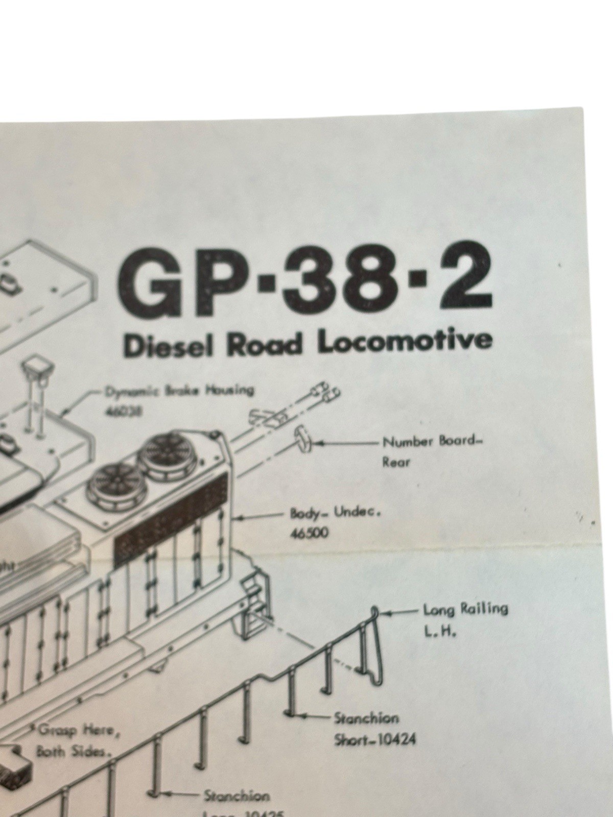 Athearn HO Scale GP38-2 Diesel Road Locomotive Assembly Manual Parts Diagram