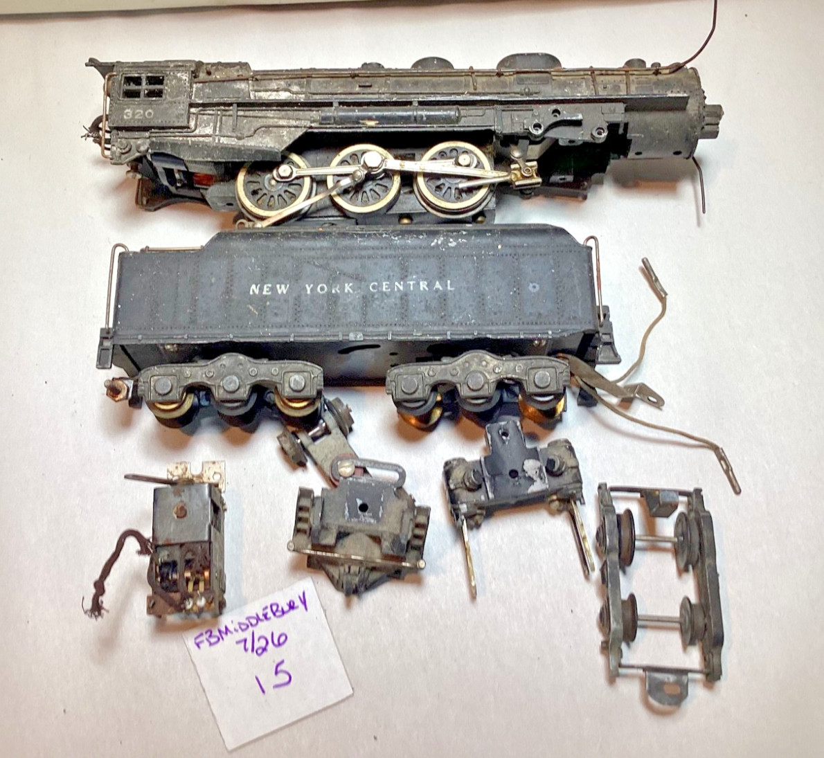 Vintage American Flyer S gauge #320 4-6-4 New York Central steam engine for part