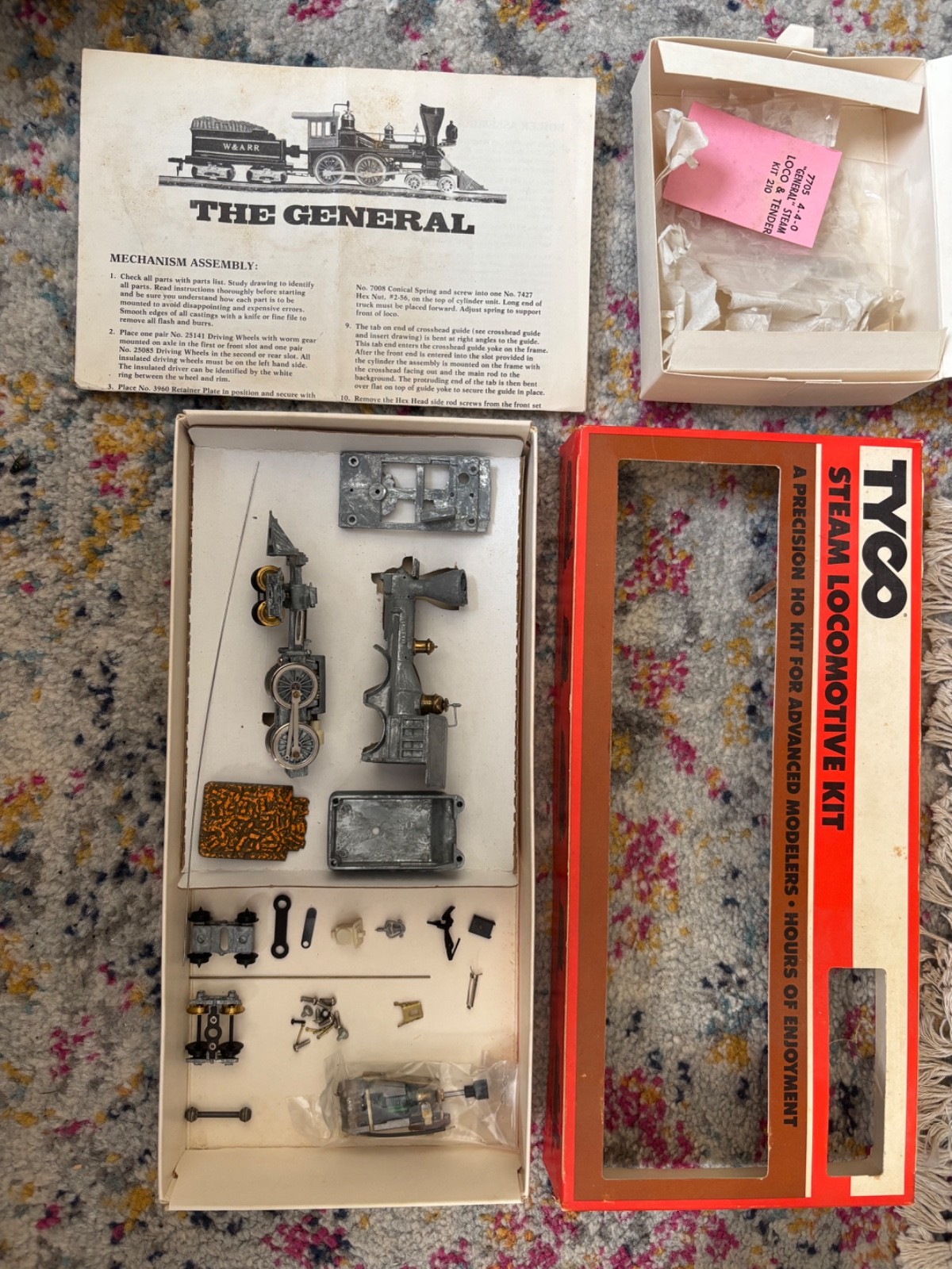 Vintage Tyco Steam Locomotive 7705 4-4-0 General Steam Loco & Tender Kit 210