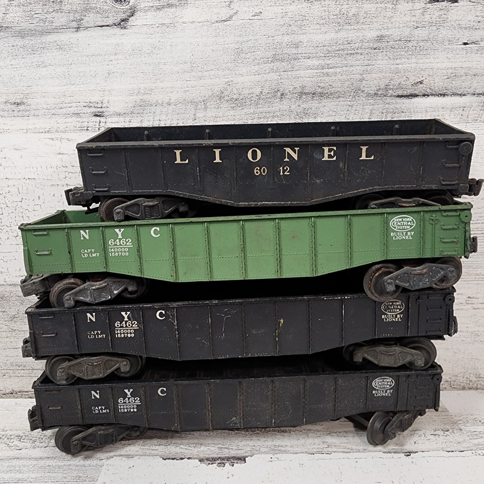 Lionel Gondola Train Car Lot 4 NYC 6462 6012 Black Green Vintage